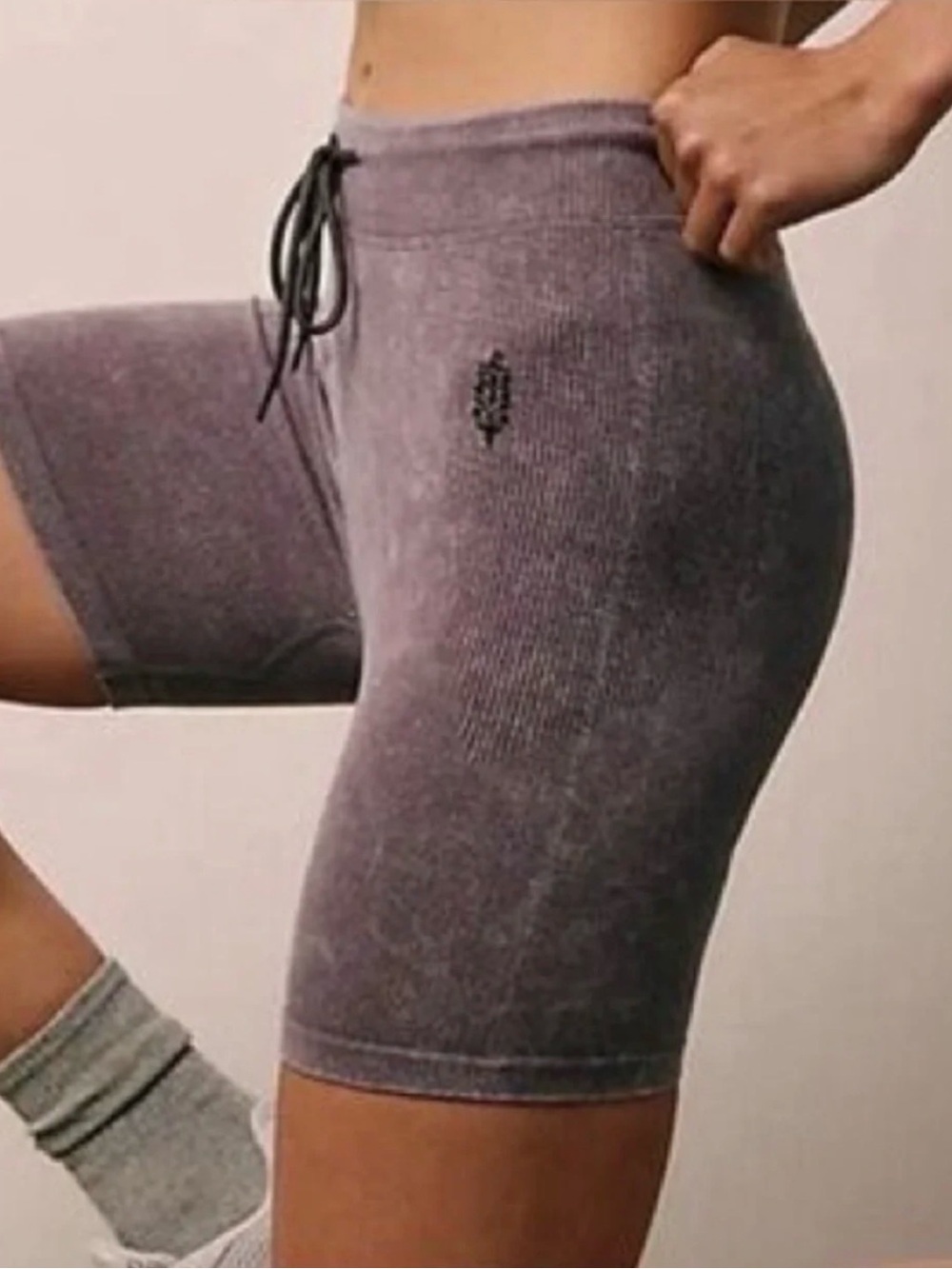 Free People Heathered Mauve Ribbed Athletic Bike Shorts